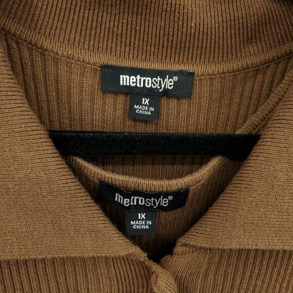 VTG Y2K metrostyle Ribbed Maxi Matching Tank Dress/Duster Sweater Set 1X Brown - Picture 6 of 16